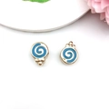 Lollipop shape beads in golden alloy with blue enamel spiral and bow for DIY jewelry - Lollipop (16257)