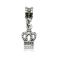 Vintage silver hollow crown pendant with heart-shaped design for DIY jewelry making - Hollow Crown (11488-1.23g11x27)