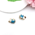 Golden elephant jewelry charm with blue and white enamel finish for DIY bracelets - Elephant (16258)
