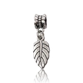 Vintage oxidized silver leaf charm pendant for DIY bracelets and jewelry making - Leaf Shape (11491-1.6g8x31)