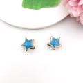 Sky blue star-shaped enamel spacer beads with gold plating for DIY jewelry making - Star (16259)