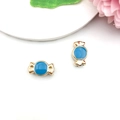 DIY blue enamel candy shaped beads in gold finish for jewelry making and bracelets - Candy (16260)