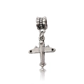 Vintage silver-tone airplane charm bead with embossed texture for DIY jewelry - Airplane Shape (11495-1.84g17x32)