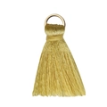 Mini pendentif gland en fil de soie jaune doré avec un anneau en métal doré poli - Bronze