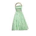 Mint green silk thread tassel pendant with a golden metal hanging ring for accessories - Fresh Green