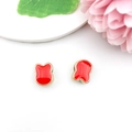 Cute red bear charm with gold metal edges for DIY bracelet making and jewelry design - Cartoon Mouse Head (16263)