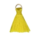Bright yellow silk tassel pendant with golden ring for DIY jewelry and crafts - Gold Yellow