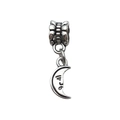 Vintage silver moon face pendant with embossed details for DIY jewelry making - Moon Face Shape (11480-7x26-1.4g)