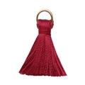 Mini wine red silk tassel pendant with a golden metal D-ring for craft accessories - Burgundy