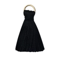 Handmade black silk tassel pendant with golden hanging loop for craft accessories - Black