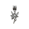 Retro silver winged fairy pendant with vintage oxidation finish and carved bail charm - Sitting Fairy (11478-14x32-1.7g)