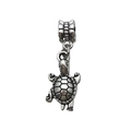 Vintage silver turtle pendant charm with detailed textured shell for DIY jewelry making - Turtle Shape (11477-12x34-1.9g)