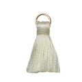 Creamy white silk tassel pendant with a golden metal ring for DIY jewelry making - Off White