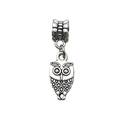 Retro antique silver owl charm pendant with textured large hole bead for DIY jewelry - Owl Shape (11483-9.5x30.5-1.7g)