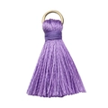 Vibrant purple silk tassel pendant with golden metal ring for accessory making - Light Purple
