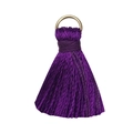Deep purple silk thread mini tassel charm with golden metal D-ring for craft projects - Violet