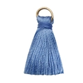 Mini light blue silk tassel with a golden metal loop for jewelry and craft accessories - Sky Blue