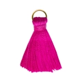 Rose red silk thread tassel pendant with a golden metal ring for DIY accessories - Rose Red