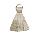 Mini silk fringe tassel in creamy ivory with a polished gold ring for DIY craft accessories - Jade Yellow