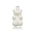 DIY white resin gummy bear pendant with silver metal loop for handmade jewelry making - White