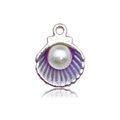Détail du pendentif coquillage perle avec accents mauves et base en métal argenté - Violet