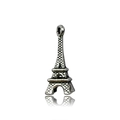 Macro dettaglio del ciondolo Torre Eiffel argento vintage con trama a griglia - Torre Eiffel (114-2) / 1 Pezzo (7x22mm) / Argento antico