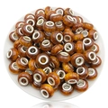 Amber gradient cat eye glass beads with large silver core for DIY bracelets - Brown Gradient Cat Eye Bead