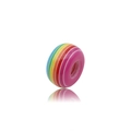 Nahaufnahme einer Regenbogenstreifen-Resinperle mit großem Loch für DIY-Schmuck - Rosa Weiß Blau Gestreifte Fassperle (13220) / 1 Stück (8x14mm)