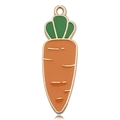 Close-up of a cute carrot enamel charm with golden metal base for DIY jewelry making - Carrot (12056)