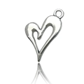Silver minimalist heart hollow pendant with round jump ring for DIY jewelry making - Antique Silver Hollow Heart Style (15698)