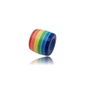 Detailansicht der Regenbogen-Harzperle mit großem Loch für DIY-Schmuckherstellung - Sechsfarbige Regenbogen Breit Gestreifte Fassperle (13223)