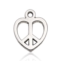 Silver peace sign heart pendant for DIY jewelry making with polished metal finish - Bright Silver Peace Heart Style (2520)