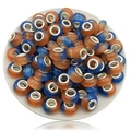 Blue and orange gradient glass beads with silver metal core for DIY charm bracelets - Orange And Blue Gradient Cat Eye Bead