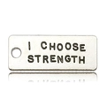 Silver rectangular metal charm featuring I CHOOSE STRENGTH engraving for DIY jewelry - I Choose Strength Alphabet Rectangle (8997)