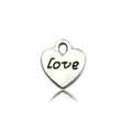 Solid heart-shaped alloy pendant with Love engraving and matte silver finish charm - Matte Silver Handwritten Love Style (8005)