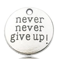 Runder Silberlegierung-Anhänger mit never never give up Motivationsgravur - Never Give Up Alphabet Rund (2492)