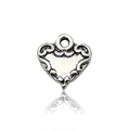 DIY heart-shaped pendant in vintage silver alloy with engraved floral vine patterns - Antique Silver Scroll Pattern Style (11204)