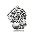 Antiek zilveren heksenkessel en spinnenweb bedel voor Halloween sieraden maken - Antiek Zilveren Heksenbrouwsel Stijl (15160)