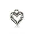 Antique silver hollow heart charm with dot relief for DIY jewelry necklace and bracelet - Antique Silver Dot Embossed Style (11281)