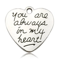 Herzförmiger silberner Anhänger mit Gravur You are always in my heart aus Legierung - You Are Always In My Heart Alphabet Herz (5728)