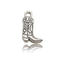 Vintage silver cowboy boot pendant charm with intricate textures and metallic finish - Horse Boots (Small)