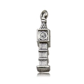 Gedetailleerde macro-opname van een zilveren Big Ben hanger voor DIY-sieraden - 1 Stuks (6x27mm)