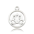 Macro view of silver lotus pendant with hollow floral pattern for DIY jewelry design - Antique Silver Lotus (7974)