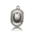 Vintage silver cowboy hat charm for DIY jewelry with rope texture and metal hanging ring - Western Cowboy Hat (Large)