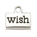 Rechteckiger Silberlegierungsanhänger mit Wish-Gravur für DIY-Schmuckherstellung - Wish Alphabet Rechteck (6990)