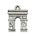 Gedetailleerde retro zilveren Arc de Triomphe hanger met fijn architectonisch reliëf - 1 Stuk (14.5x18mm)