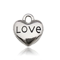 Silver heart-shaped pendant with LOVE engraving and hanging loop for DIY jewelry - Bright Silver Small Heart Love Style (13334)