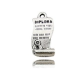Close-up of silver diploma scroll charm with Diploma engraving for DIY jewelry making - Graduation Diploma (3740)
