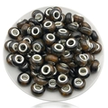 Brown tiger eye large hole European beads with silver metal cores for DIY jewelry - Black And Brown Gradient Cat Eye Bead