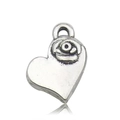 Silver heart pendant with vintage rose relief for DIY necklaces and bracelets - Antique Silver Heart with Rose Style (13342)